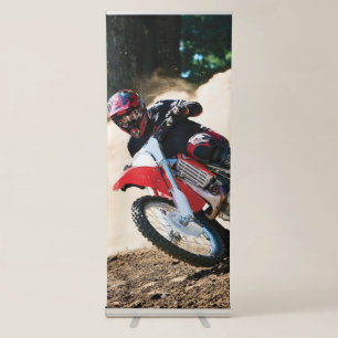 Motocross rider throw pillow retractable banner