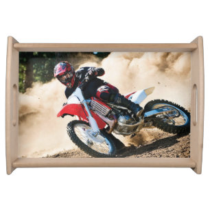Motocross rider throw pillow serving tray
