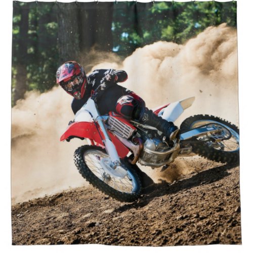 Motocross rider throw pillow shower curtain