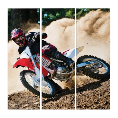 Motocross rider throw pillow triptych