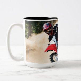 Motocross rider throw pillow Two-Tone coffee mug
