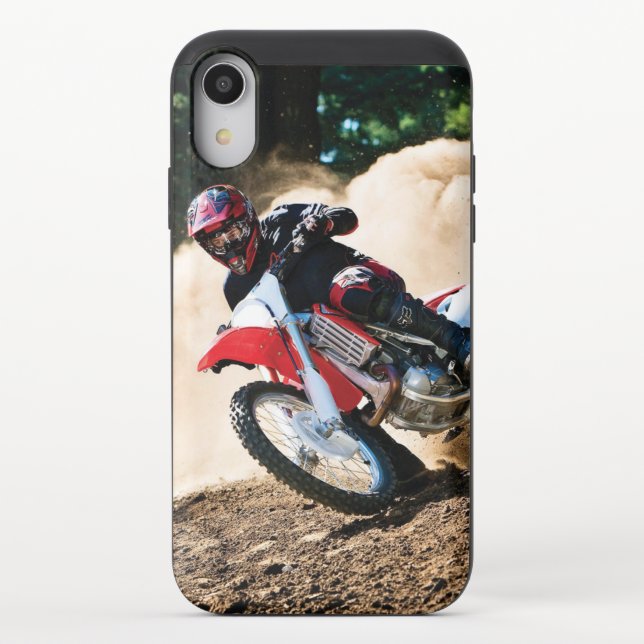 Motocross rider throw pillow uncommon iPhone case (Back)