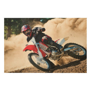 Motocross rider throw pillow wood wall art