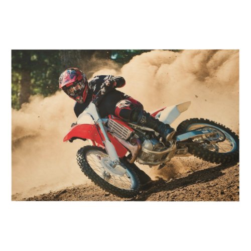 Motocross rider throw pillow wood wall art