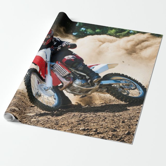 Motocross rider throw pillow wrapping paper (Unrolled)