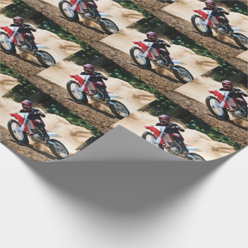 Motocross rider throw pillow wrapping paper