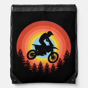 MOTOCROSS RIDER VINTAGE SUNSET DRAWSTRING BAG