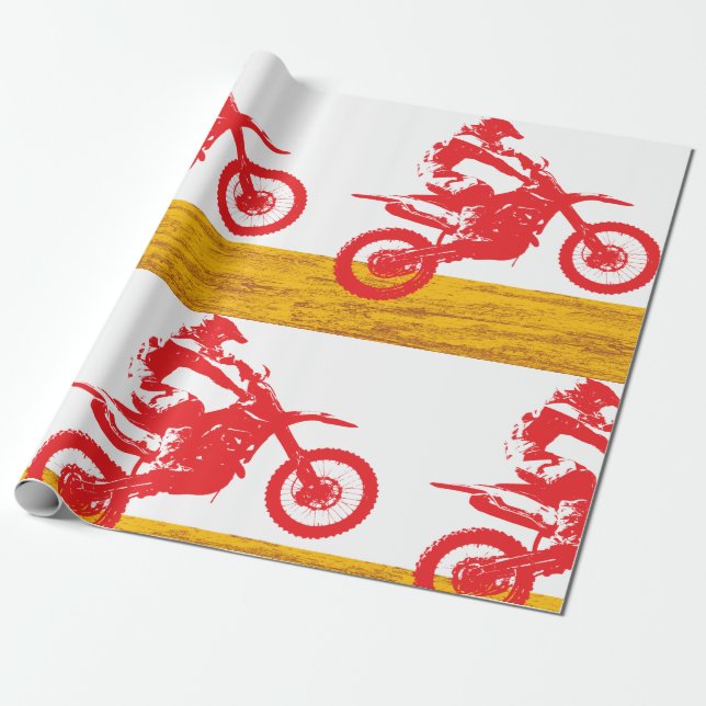 Motocross Rider Wrapping Paper (Unrolled)