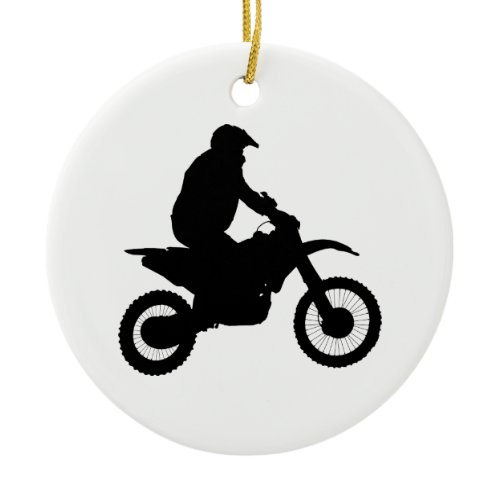 Motocross Silhouette Ceramic Ornament