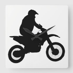 Motocross Silhouette Square Wall Clock