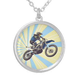 Motocross Silver Plated Necklace