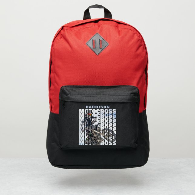 Motocross Sports Dirt Biker Personalized Port Authority® Backpack (Front)