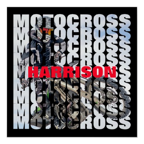 Motocross Sports Dirt Biker Personalized Poster