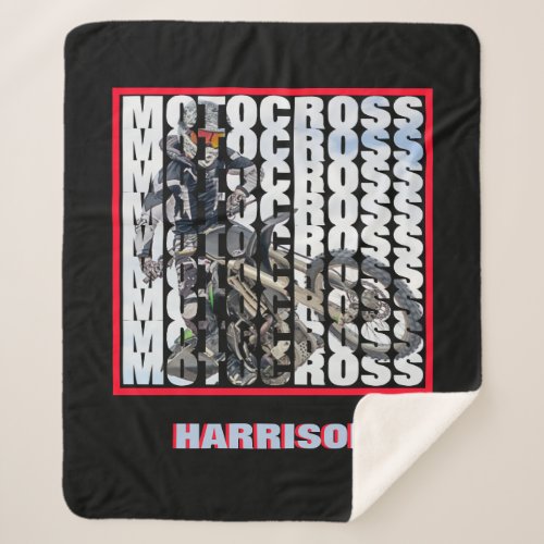 Motocross Sports Dirt Biker Personalized Sherpa Blanket