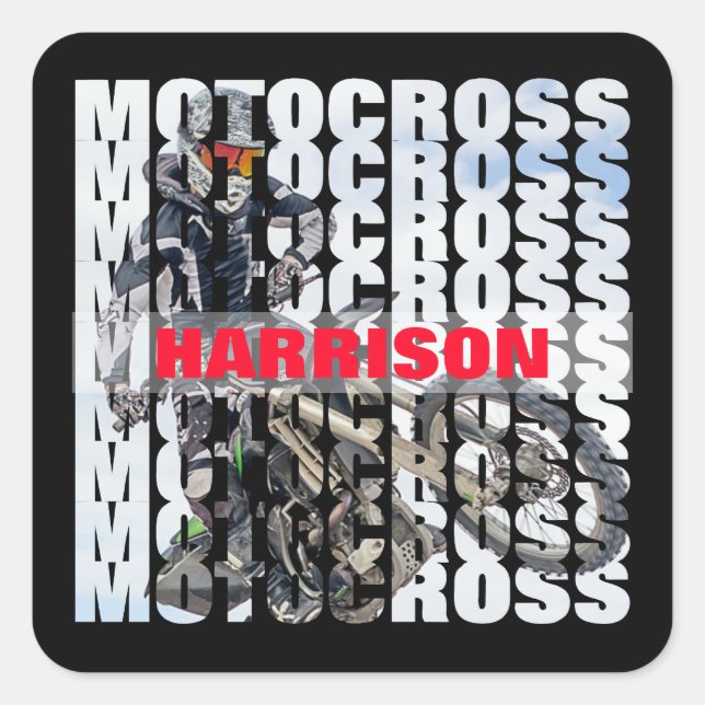Motocross Sports Dirt Biker Personalized Square Sticker (Front)