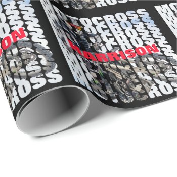 Motocross Sports Dirt Biker Personalized Wrapping Paper by Flissitations at Zazzle