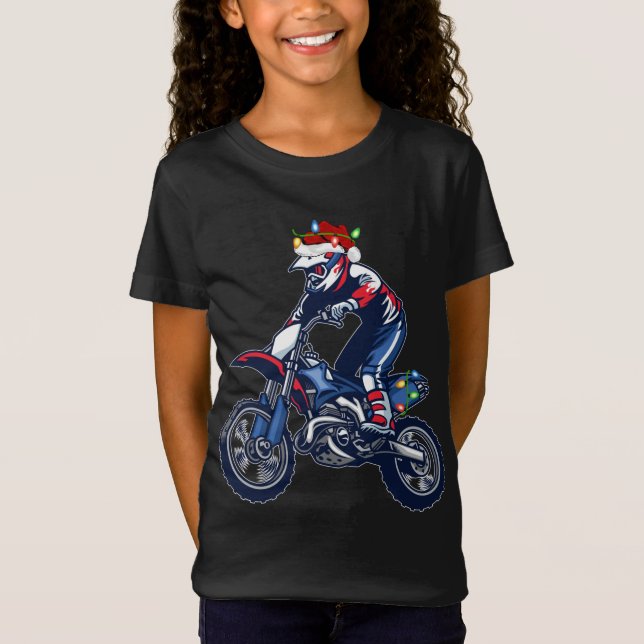 Motocross Sports Lover Xmas Santa Hat Motocross Ch T-Shirt (Front)