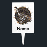 Motocross Stunt Cake Topper<br><div class="desc">Motocross rider and dirt bike in mid air trick with big motorcycle wheel and grunge splatter background! Cool motocross gift for riders and motocross trick fans!</div>