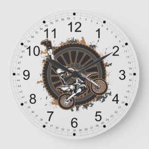 Motocross Stunt Large Clock
