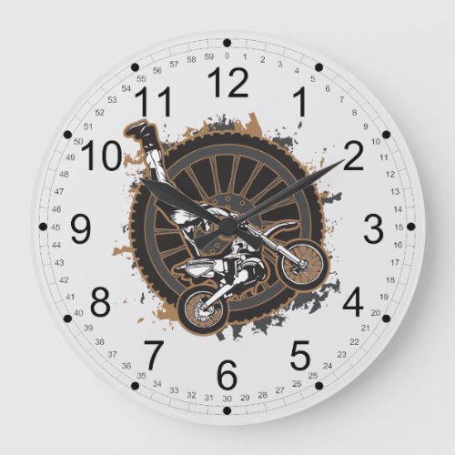 Motocross Stunt Large Clock