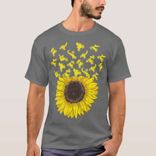 Motocross Sunflower Gift for Biker and Dirt Bike L T_Shirt