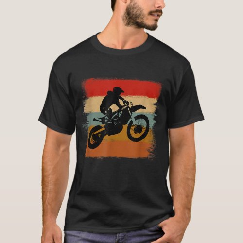 Motocross Vintage Dirt Bike Retro Stripes T_Shirt