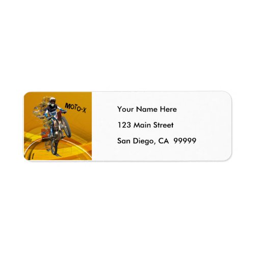 Motocross Wheelie in Pieces Abstract Desert Text Label