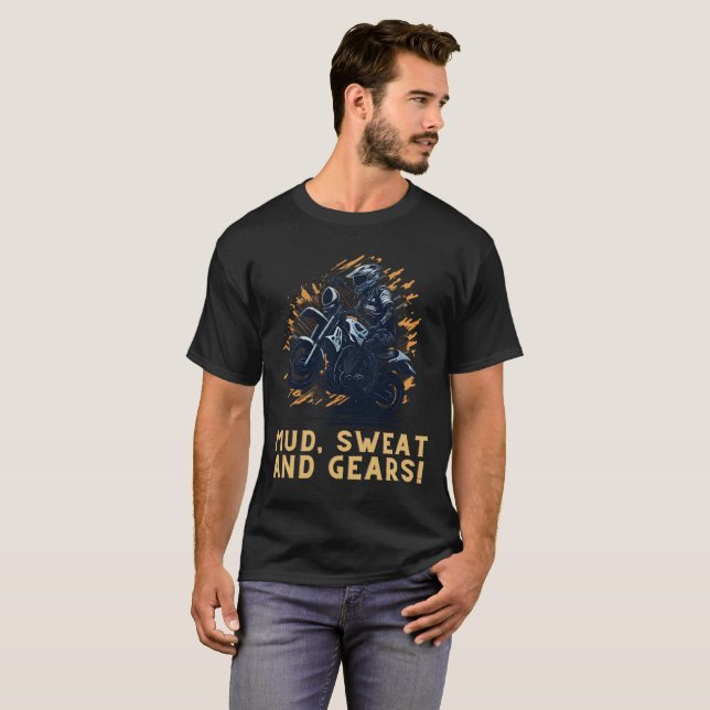 Motocross Youth Mud Sweat And Gears Biker T-Shirt (Front Full)