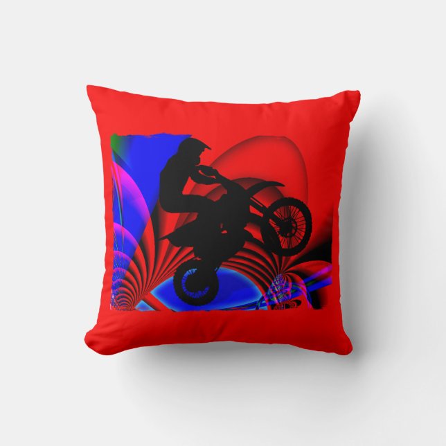 Motocrossing Going Loopy Throw Pillow (Front)