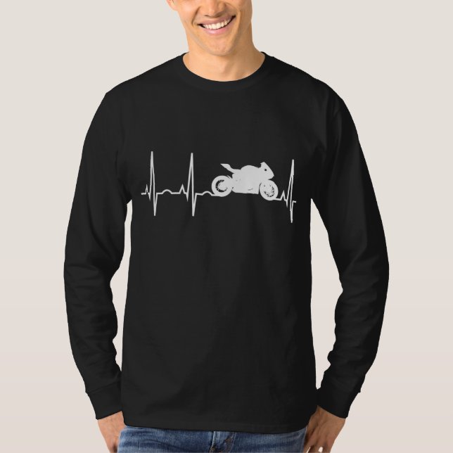 Motocycle Heartbeat - Sport Bike Hooded Sweatshirt T-Shirt (Front)