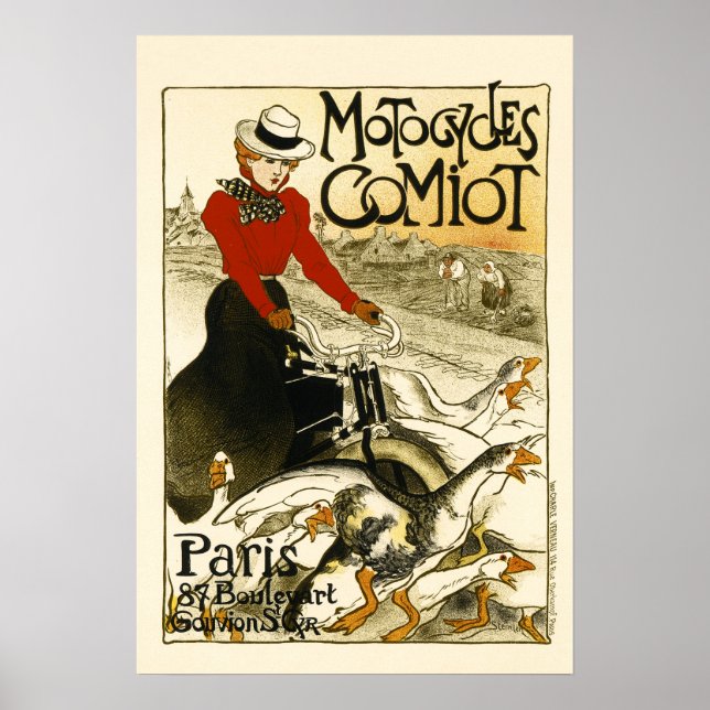 MOTOCYCLES COMIOT Paris Bicycle Theophile Steinlen Poster (Front)