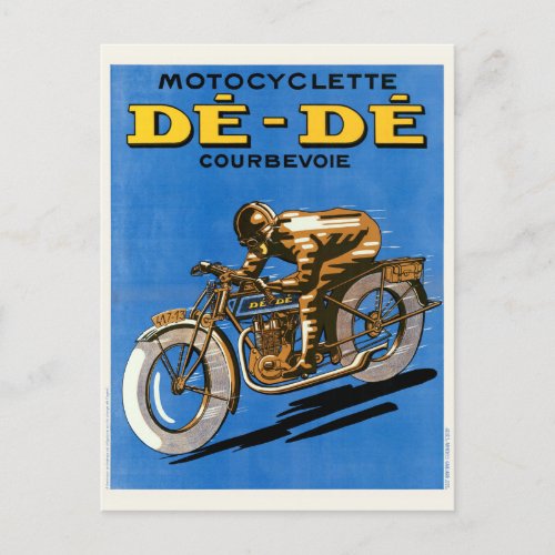 Motocyclette De_De France Vintage Poster 1927 Postcard