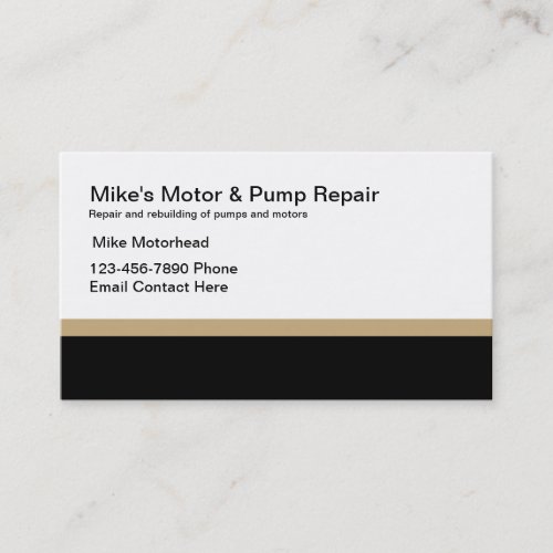 Motor And Pump Repair Business Card