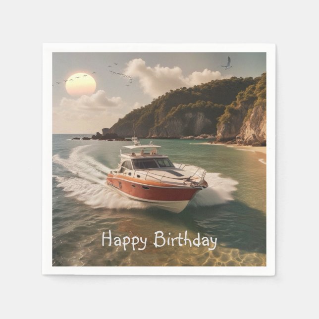 Motor Boat Birthday Napkins (Front)