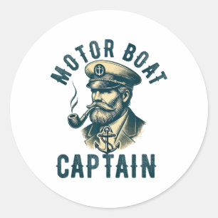 Motor Boat Captain For Boat Owner Captain Boating Classic Round Sticker