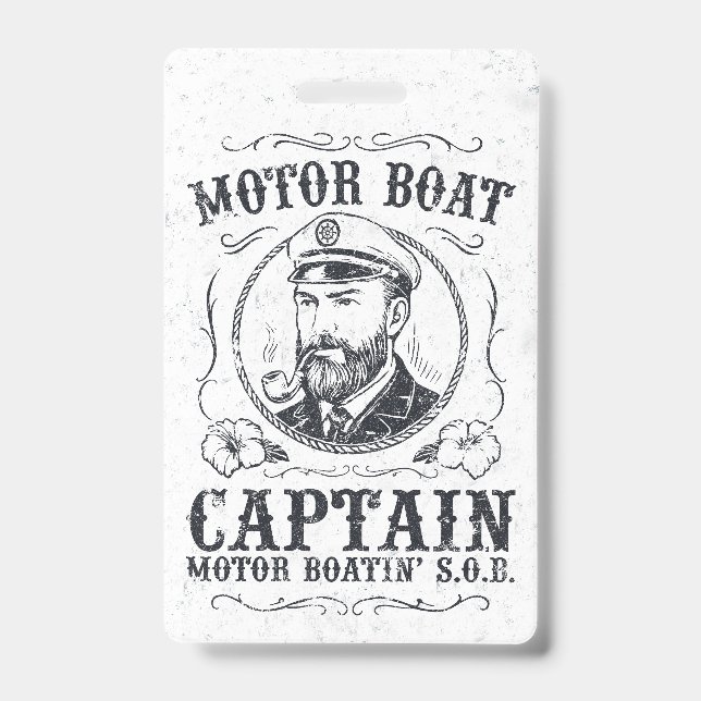 Motor Boat Captain Funny Pontoon Boating Badge (Front)