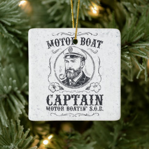Motor Boat Captain Funny Pontoon Boating Ceramic Ornament