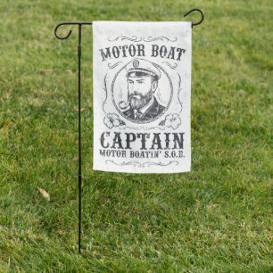 Motor Boat Captain Funny Pontoon Boating Garden Flag