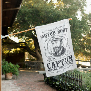 Motor Boat Captain Funny Pontoon Boating House Flag