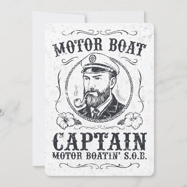 Motor Boat Captain Funny Pontoon Boating Invitation (Front)