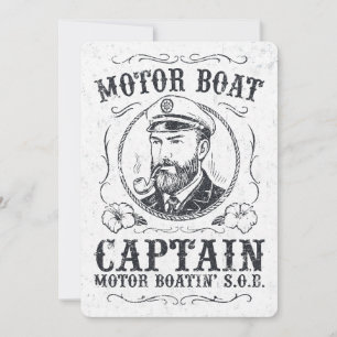 Motor Boat Captain Funny Pontoon Boating Invitation