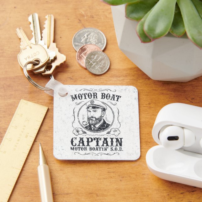 Motor Boat Captain Funny Pontoon Boating Keychain (Desk)