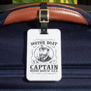 Motor Boat Captain Funny Pontoon Boating Luggage Tag