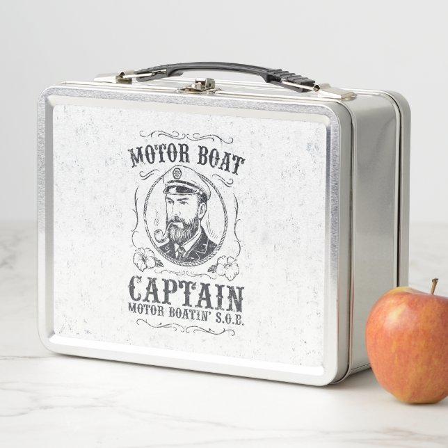Motor Boat Captain Funny Pontoon Boating Metal Lunch Box (In Situ)