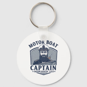 Motor Boat Captain Funny Pontoon Boating Motor Boa Keychain