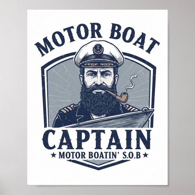 Motor Boat Captain Funny Pontoon Boating Motor Boa Poster (Front)