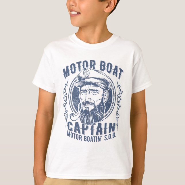 Motor Boat Captain Funny Pontoon Boating Motor Boa T-Shirt (Front)