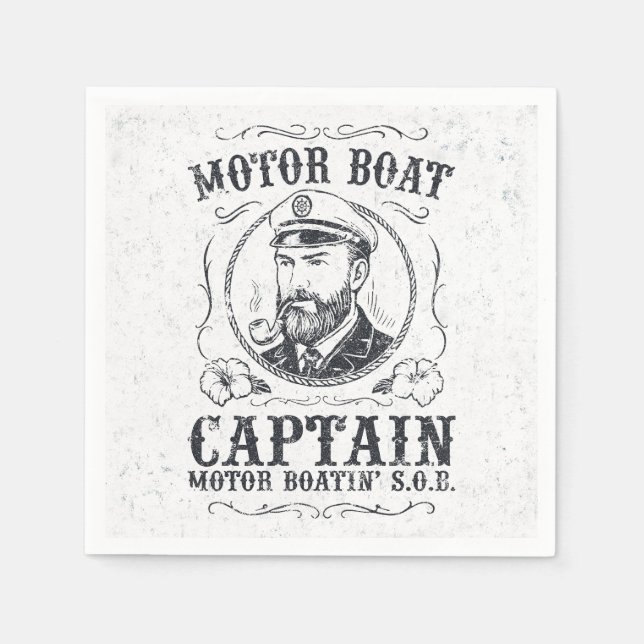 Motor Boat Captain Funny Pontoon Boating Napkins (Front)