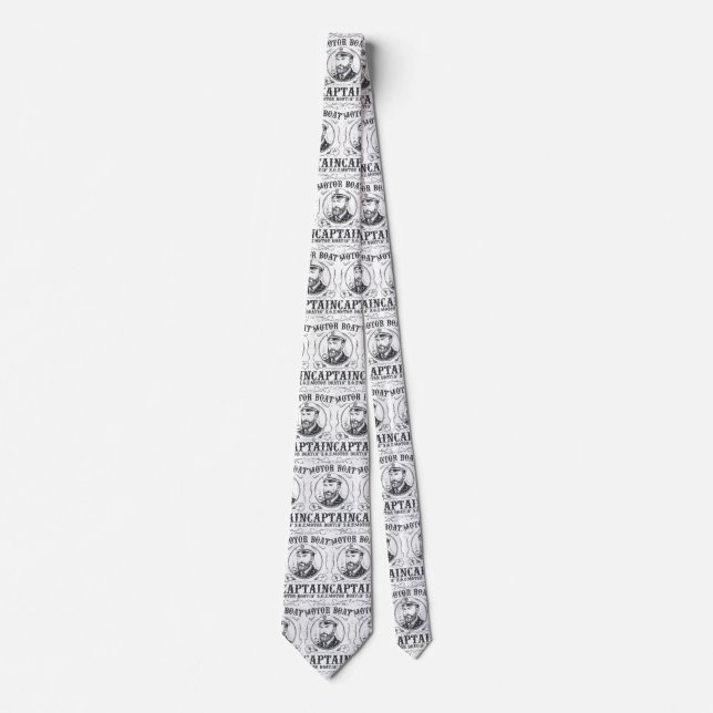 Motor Boat Captain Funny Pontoon Boating Neck Tie (Front)