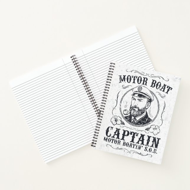 Motor Boat Captain Funny Pontoon Boating Notebook (Inside)